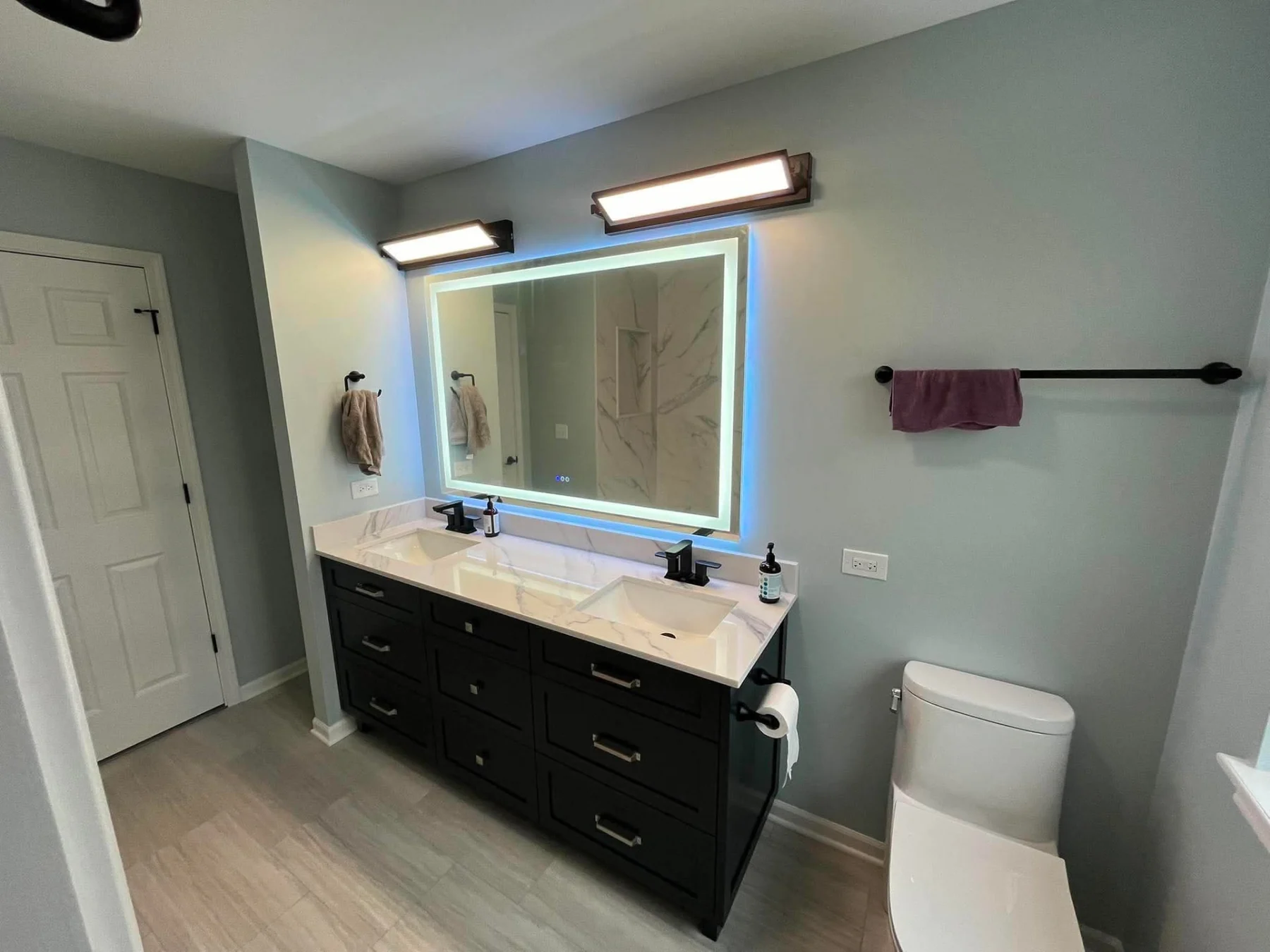 Marble bathroom with freestanding tub